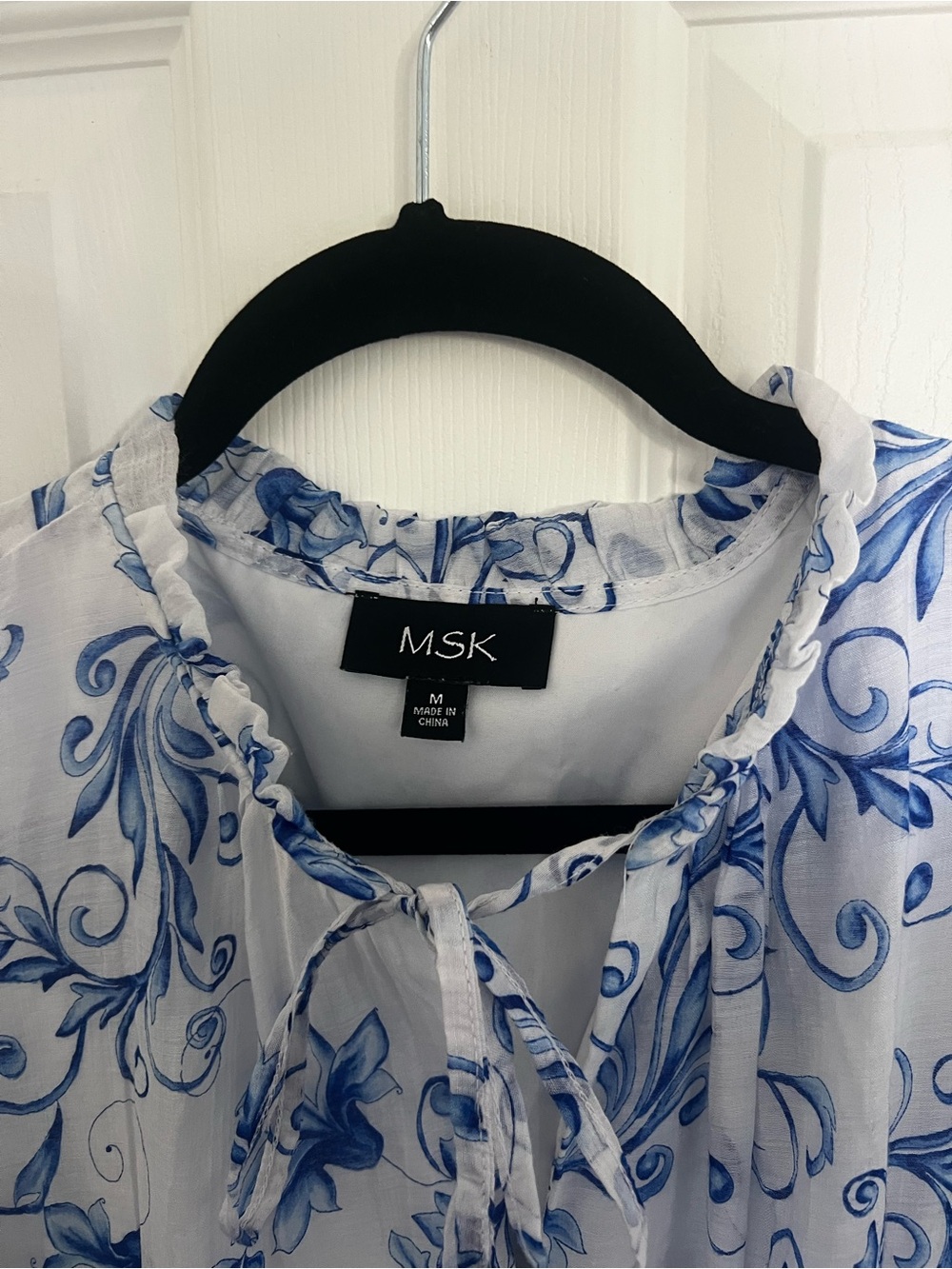 MSK White Maxi Dress with Blue Floral Print - Picture 3 of 8